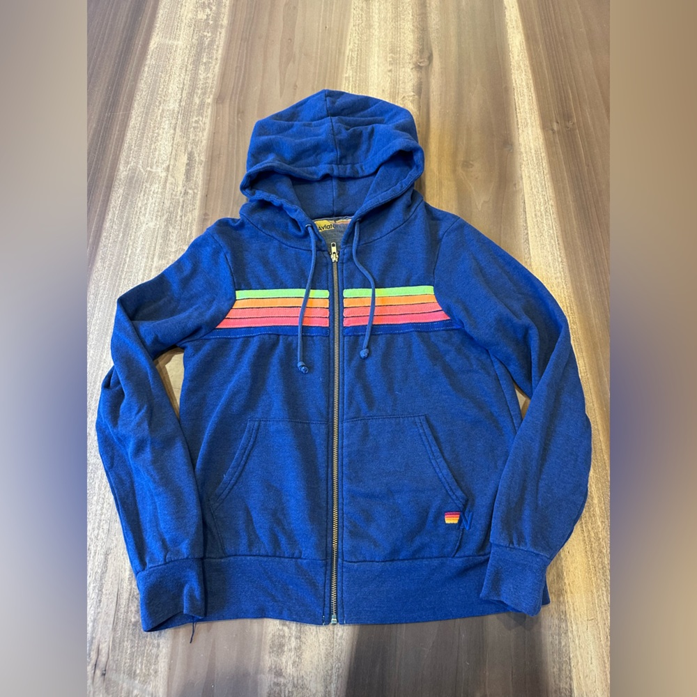 Aviator Nation 5 stripe Zip up Hoodie